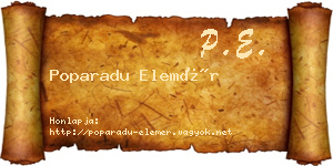 Poparadu Elemér névjegykártya